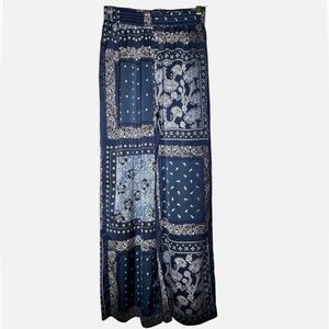 Joie Navy Blue Patchwork Wide-Leg Pants